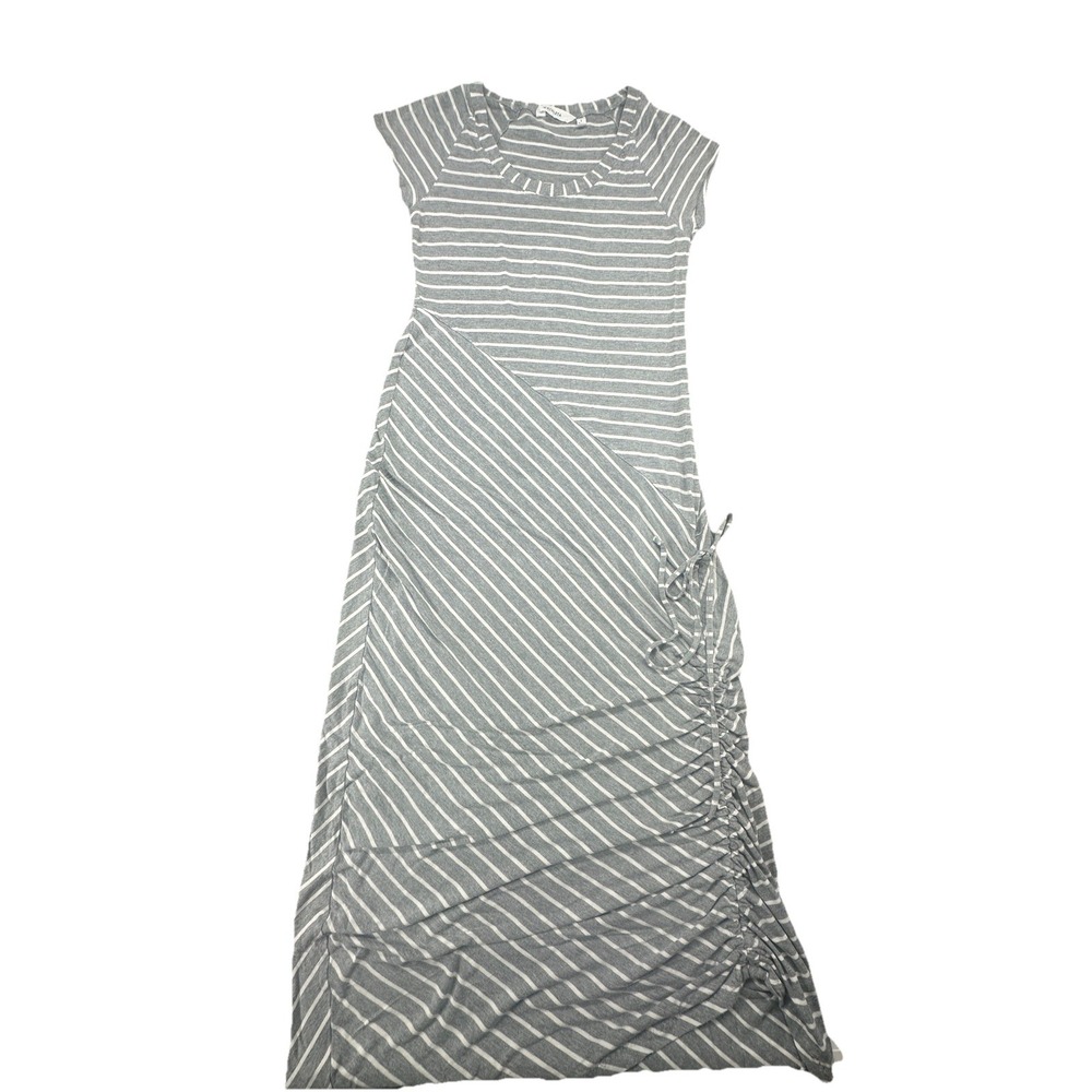 Athleta Women Shark Bite Striped Maxi‎ Dress Dusty Gray Size S
